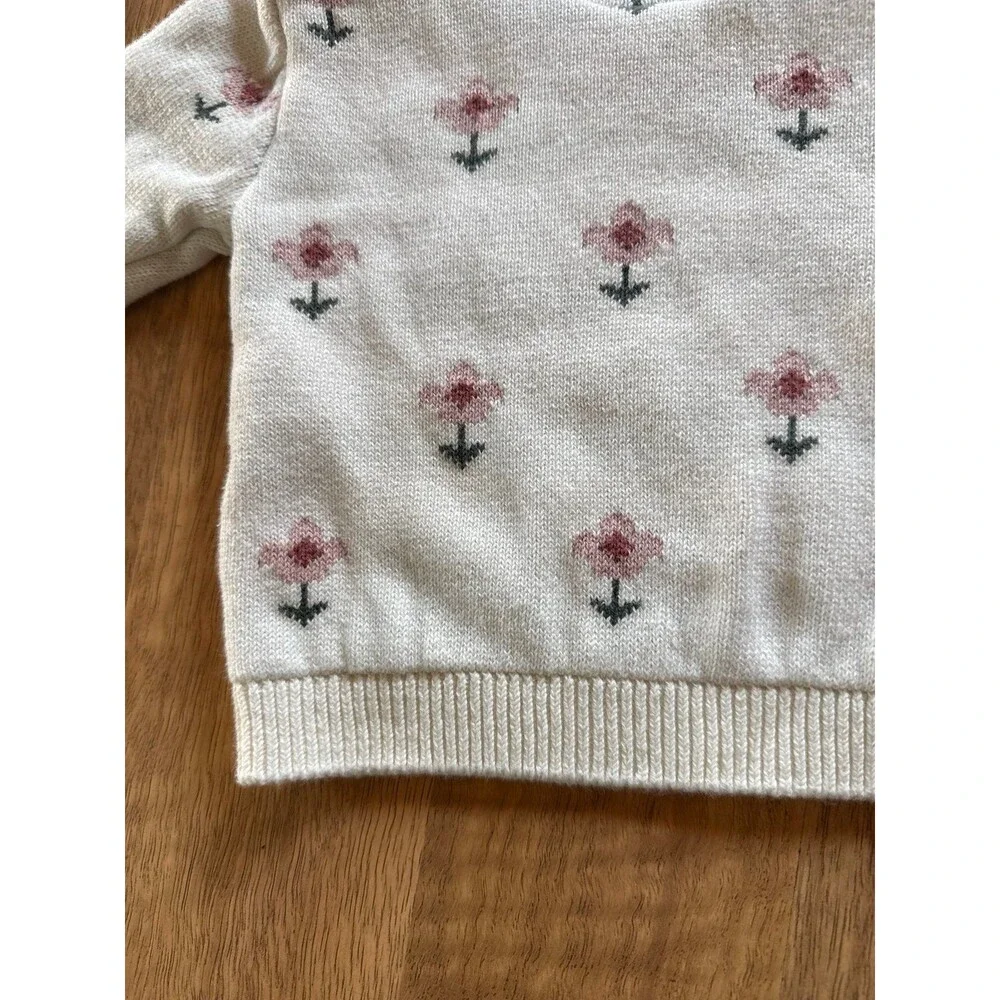 CARTERS little planet organic Baby Girls Floral Knit Sweater Long Sleeve